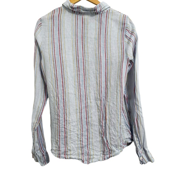 CP Shades Romy Blue Striped Linen Button Down Top XS - Picture 3 of 12